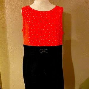 Sleeveless rayon and denim knee length dress